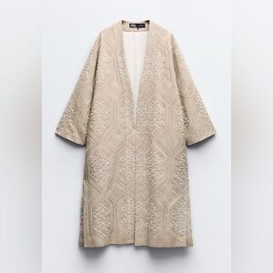 Zara Tan Geometric Coat